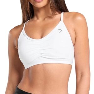 Gymshark White Ruched Sports Bra Medium Support